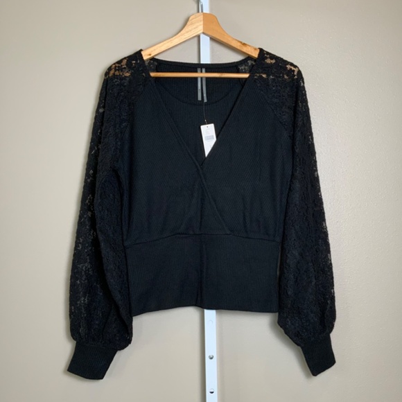 Anthropologie Lace-Sleeve Sweater Top - Picture 8 of 16